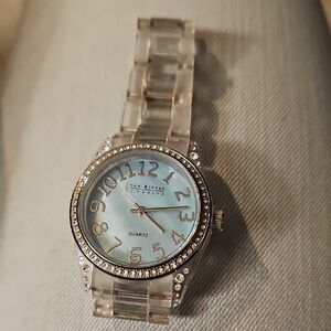 Joan Rivers Silver and Diamond Like Clear Quartz Watch